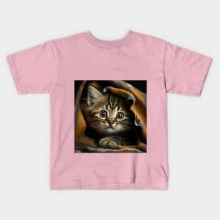 Cute Kitty Hiding Under A Blanket Kids T-Shirt